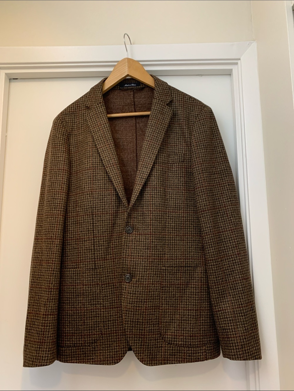 Lands' End Brown Houndstooth Blazer